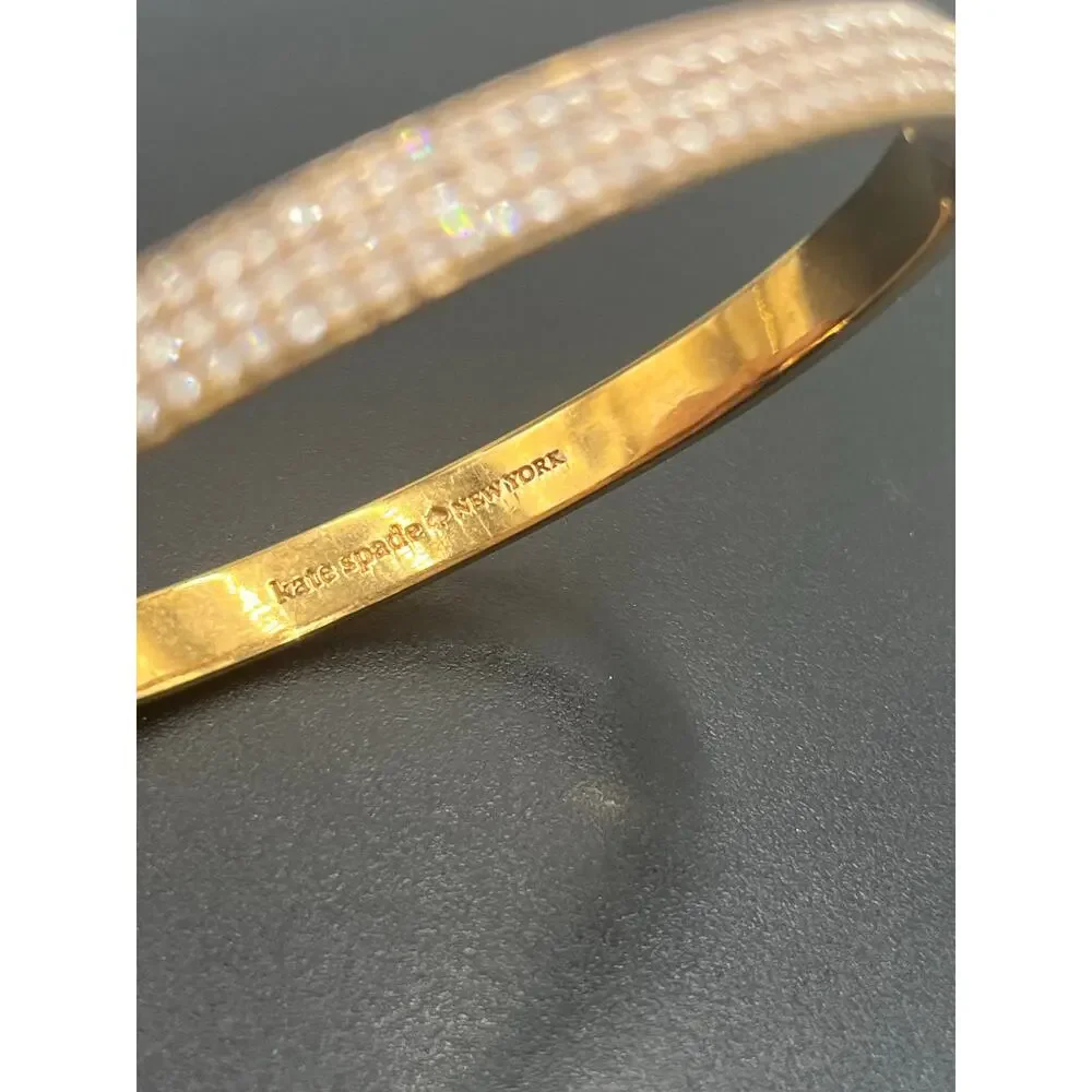 Kate Spade NY Heavy‎ Metals Row Pave Hinged Bangle Bracelet in clear/rose gold
